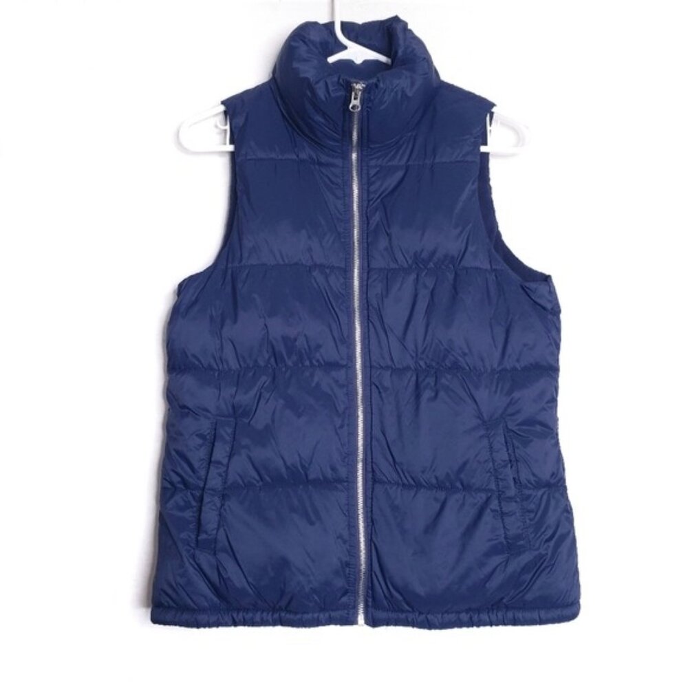 Old Navy Blue Zipper Front Nylon Puffer Vest Women's Size XS